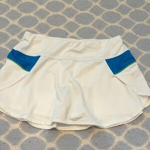 White Skort with Blue and Green Stripes